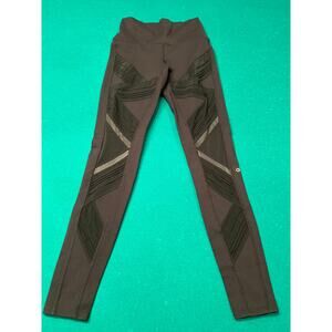 ALO YOGA Leggings Mesh Cutouts Activewear Bottoms Pants BLACK Size SMALL